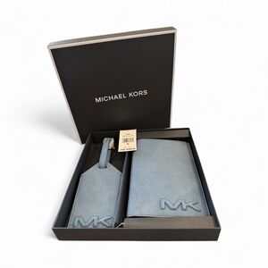Michael Kors Cooper Denim Passport Holder & Luggage Tag Set — NWT